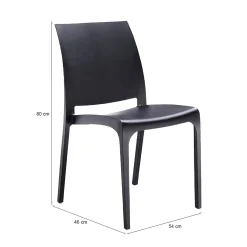 Sedia da giardino impilabile nero - Tambora