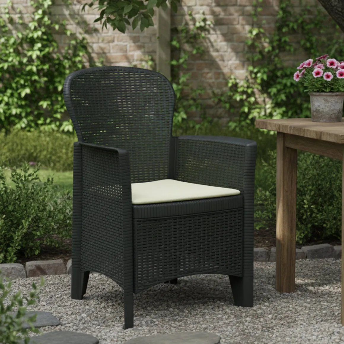 Sedie Da Esterno|Sedie > Dmora Sedia da giardino in plastica - Amilton Bianco