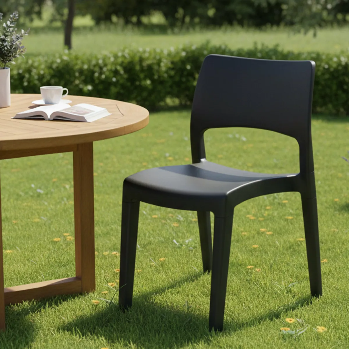Sedie Da Esterno|Sedie > Dmora Sedia da giardino minimal antracite - Zircone Nero Antracite