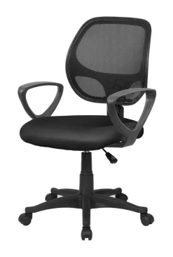 Ufficio|Sedie Con Ruote > Dmora Sedia da pc con ruote imbottita con braccioli in ecopelle nera - Filiberta Nero