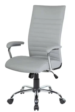Sedia da scrivania con ruote con braccioli in tessuto grigia - Basciano
