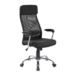Ufficio|Sedie Con Ruote > Dmora Sedia da ufficio con ruote con braccioli in tessuto nera - Jou Nero
