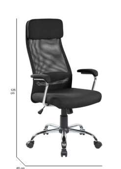 Ufficio|Sedie Con Ruote > Dmora Sedia da ufficio con ruote con braccioli in tessuto nera - Jou Nero