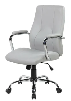 Ufficio|Sedie Con Ruote > Dmora Sedia ergonomica con ruote imbottita con braccioli in ecopelle grigia - Yuki Grigio