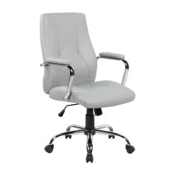 Ufficio|Sedie Con Ruote > Dmora Sedia ergonomica con ruote imbottita con braccioli in ecopelle grigia - Yuki Grigio