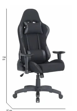 Ufficio|Sedie Con Ruote > Dmora Sedia gaming imbottita con braccioli in ecopelle nera - Mindy Nero