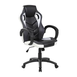 Sedia gaming imbottita con braccioli in tessuto nera e bianca - Urbana