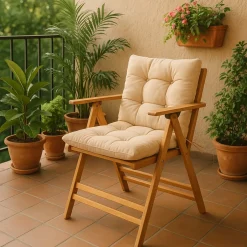 Sedie Da Esterno|Sedie > Dmora Sedia giardino imbottita in legno antracite - Zoldo Bianco Crema