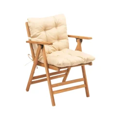 Sedie Da Esterno|Sedie > Dmora Sedia giardino imbottita in legno antracite - Zoldo Bianco Crema