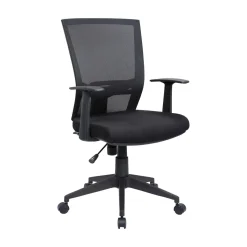 Ufficio|Sedie Con Ruote > Dmora Sedia girevole con schienale ergonomico in tessuto nera - Eulalia Nero