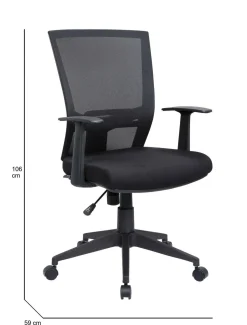 Ufficio|Sedie Con Ruote > Dmora Sedia girevole con schienale ergonomico in tessuto nera - Eulalia Nero