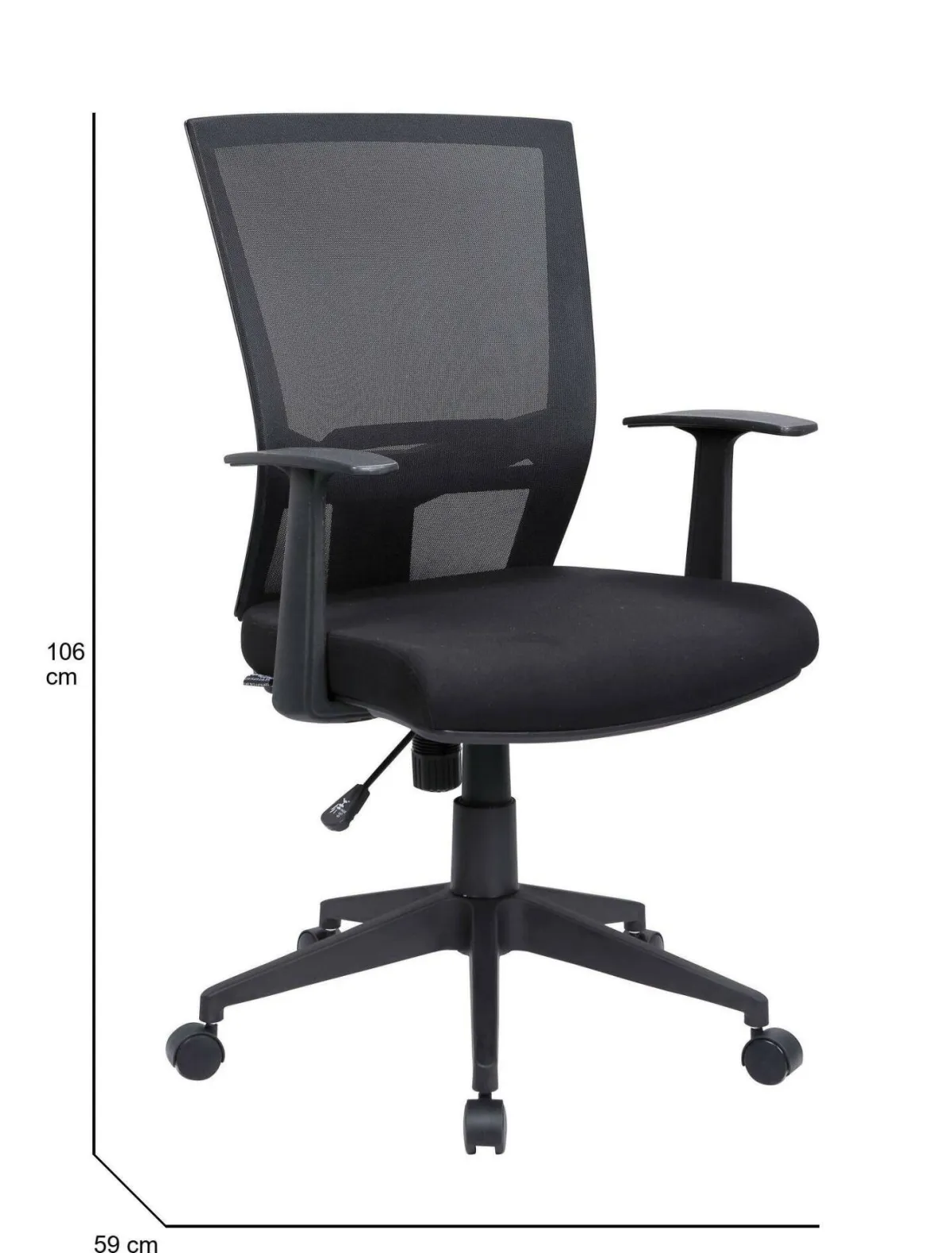 Ufficio|Sedie Con Ruote > Dmora Sedia girevole con schienale ergonomico in tessuto nera - Eulalia Nero