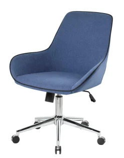 Sedia girevole imbottita con braccioli in ecopelle blu - Luminosa