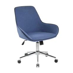Sedia girevole imbottita con braccioli in ecopelle blu - Luminosa