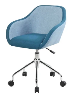 Ufficio|Sedie Con Ruote > Dmora Sedia girevole schienale basso con braccioli in ecopelle - Bardello Blu