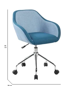 Ufficio|Sedie Con Ruote > Dmora Sedia girevole schienale basso con braccioli in ecopelle - Bardello Blu
