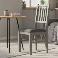 Sedia Grigio una Sedia Materiale Struttura in Legno Massello, Colore Seduta Grigio - Fraine