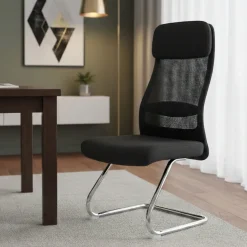 Sedia imbottita da studio in tessuto nero - Fulgenzia