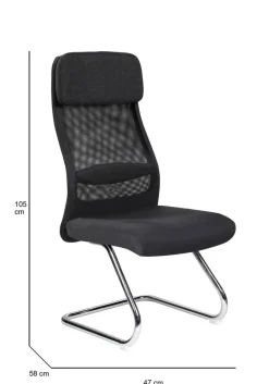 Sedia imbottita da studio in tessuto nero - Fulgenzia
