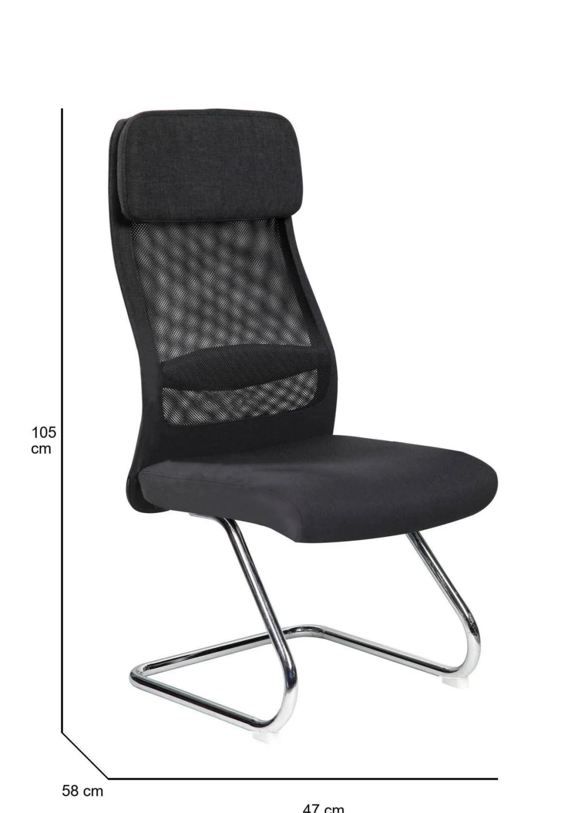 Sedia imbottita da studio in tessuto nero - Fulgenzia
