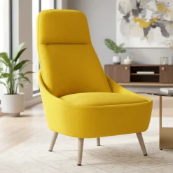 Sedia imbottita in tessuto giallo - Azzio