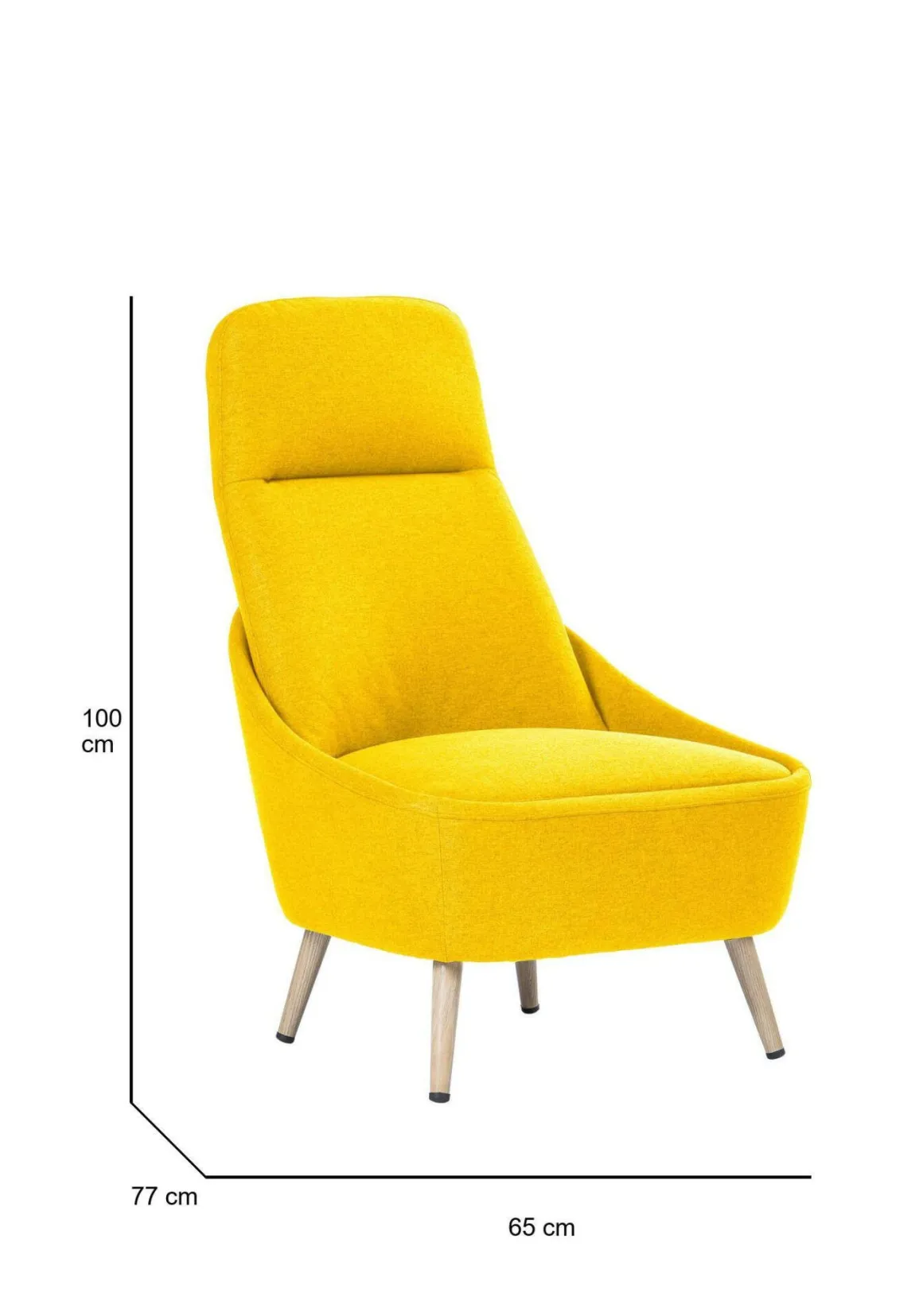 Sedia imbottita in tessuto giallo - Azzio