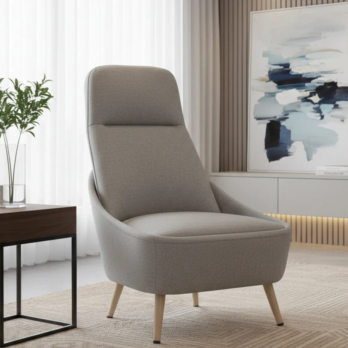 Sedia imbottita in tessuto grigio - Azzio
