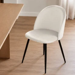 Sedie > Dmora Sedia imbottita in velluto panna - Achito Bianco Panna