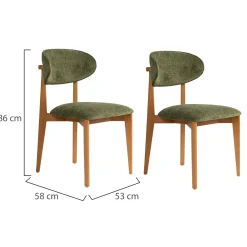Sedia Marrone Noce Verde 2 Sedie Imbottito, Peso Supportato 120 kg - Morubio