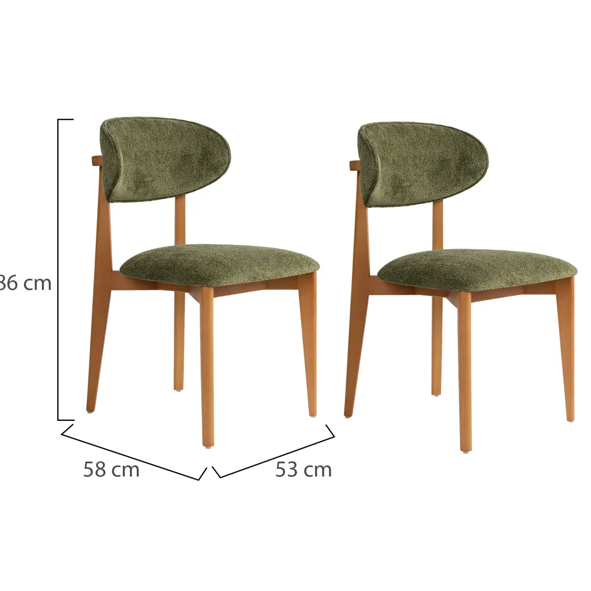 Sedia Marrone Noce Verde 2 Sedie Imbottito, Peso Supportato 120 kg - Morubio