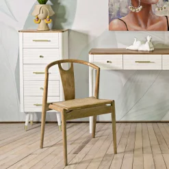 Sedia Marrone 2 Sedie Seduta in Rattan Intrecciato, Materiale Struttura in Legno - Ione