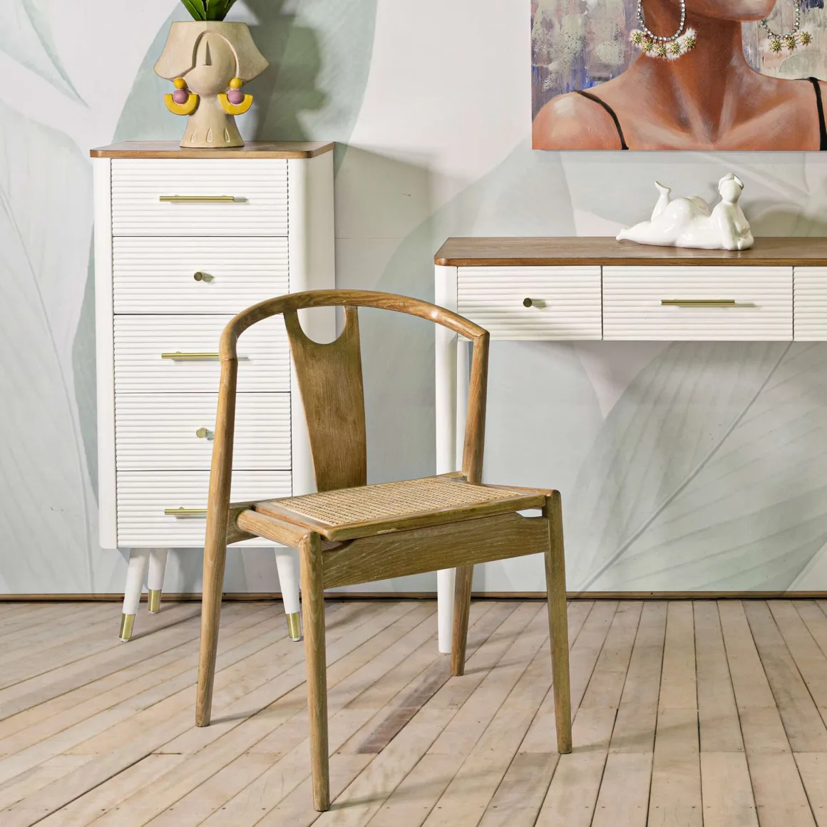 Sedia Marrone 2 Sedie Seduta in Rattan Intrecciato, Materiale Struttura in Legno - Ione