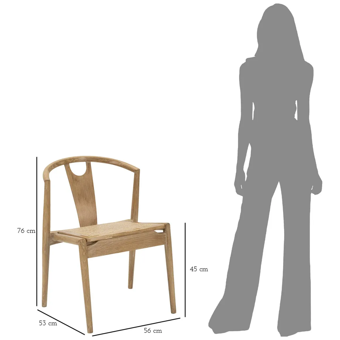 Sedia Marrone 2 Sedie Seduta in Rattan Intrecciato, Materiale Struttura in Legno - Ione