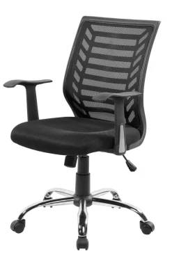 Ufficio|Sedie Con Ruote > Dmora Sedia per studio con ruote imbottita in tessuto nera - Camaleonte Nero