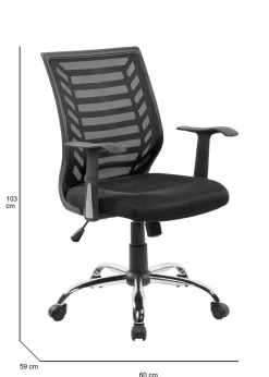 Ufficio|Sedie Con Ruote > Dmora Sedia per studio con ruote imbottita in tessuto nera - Camaleonte Nero