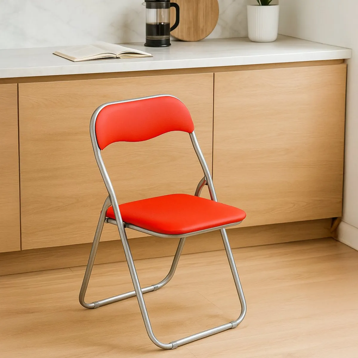 Ufficio|Cucina > Dmora Sedia pieghevole imbottita rossa struttura in metallo - Antenore Grigio, Rosso