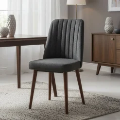 Sedia scandi imbottita in tessuto noce e antracite - Champi