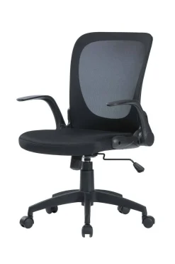 Ufficio|Sedie Con Ruote > Dmora Sedia scrivania con ruote imbottita con braccioli in ecopelle nera - Baschi Nero