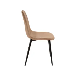 Sedia squadrata imbottita in velluto beige - Arter