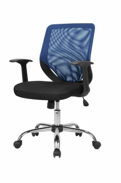 Ufficio|Sedie Con Ruote > Dmora Sedia ufficio con ruote con braccioli in tessuto nera e blu - Baradili Blu, Nero