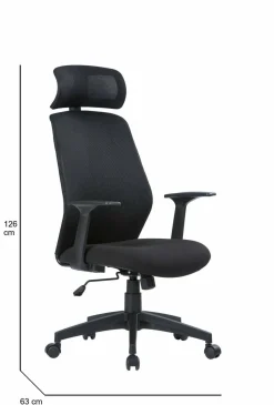 Sedia ufficio con ruote imbottita con braccioli in tessuto nera - Idro