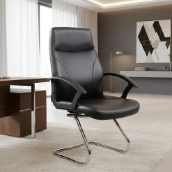 Sedia ufficio imbottita in ecopelle nero - Triangolo