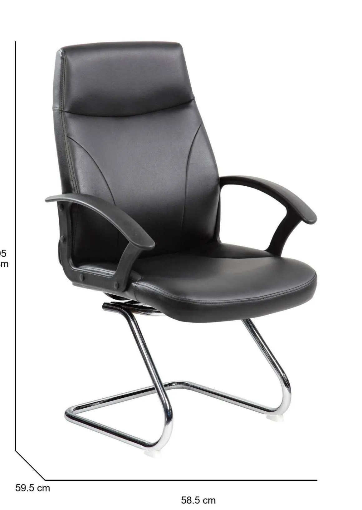 Sedia ufficio imbottita in ecopelle nero - Triangolo