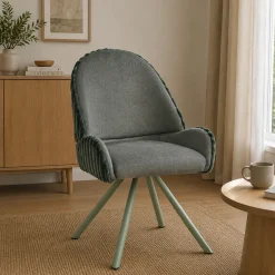 Sedia Verde Grigio 2 Sedie Imbottito, Materiale Struttura in Tessuto - Kinna