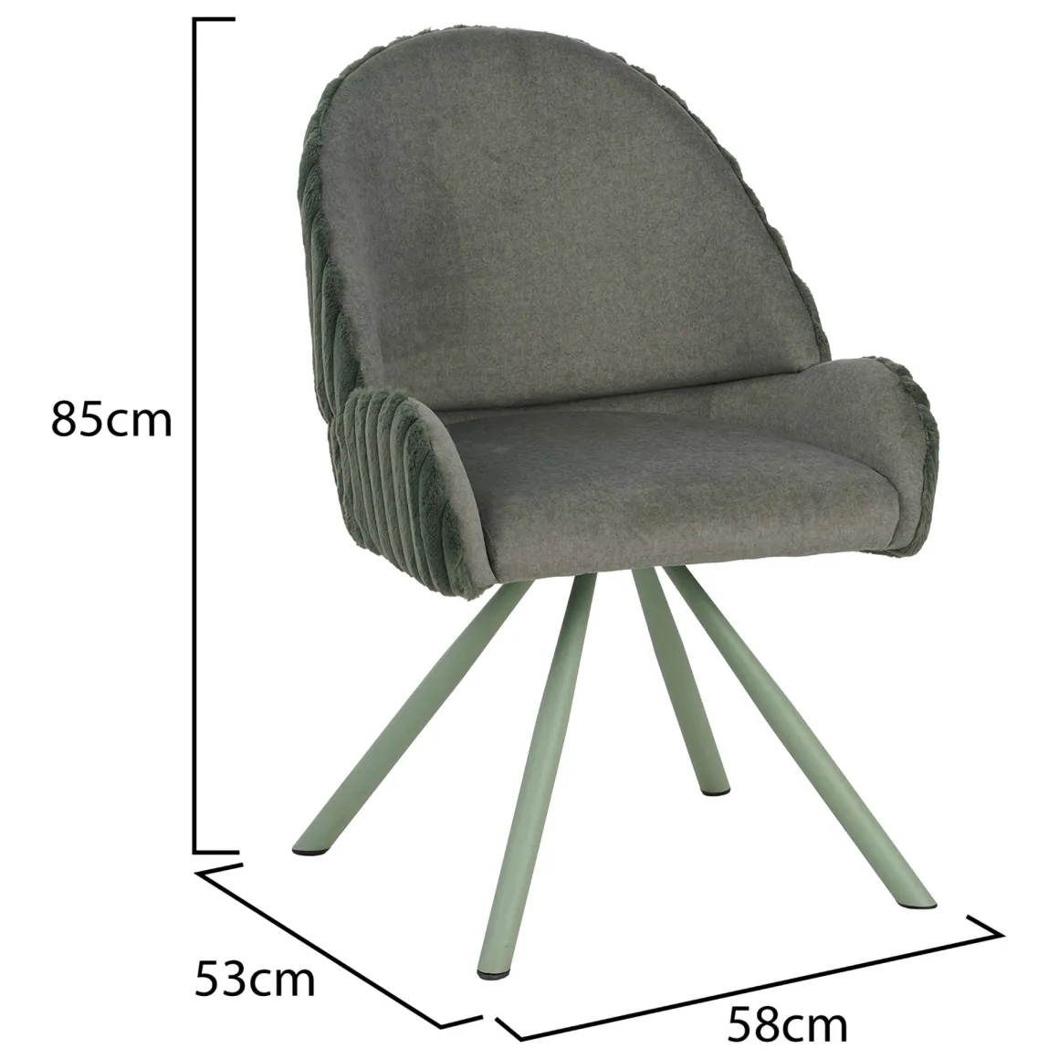 Sedia Verde Grigio 2 Sedie Imbottito, Materiale Struttura in Tessuto - Kinna