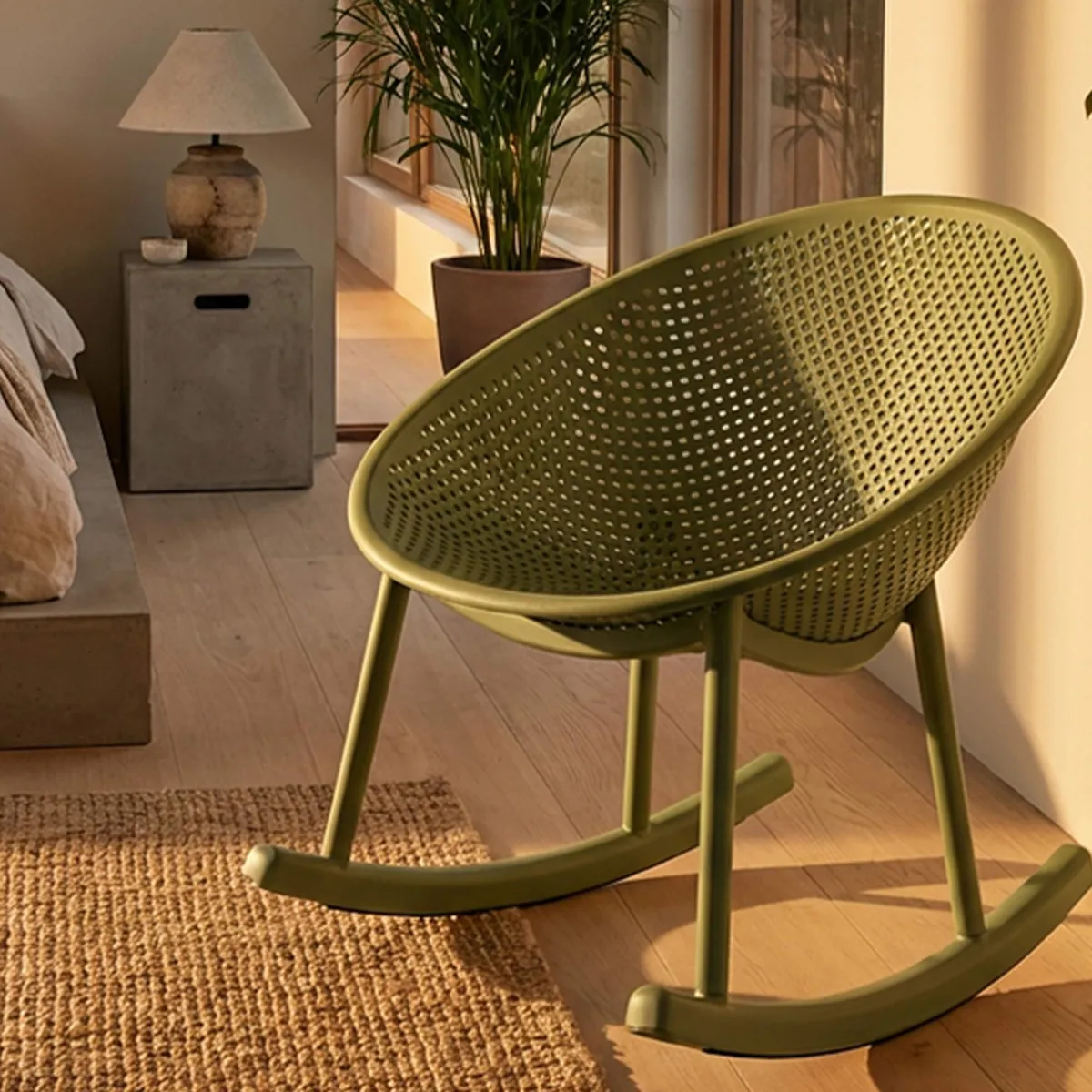 Sedie > Dmora Sedia 2 Sedie a Dondolo, Adatto per Indoor/outdoor, Materiale Struttura in Plastica - Phunt Verde
