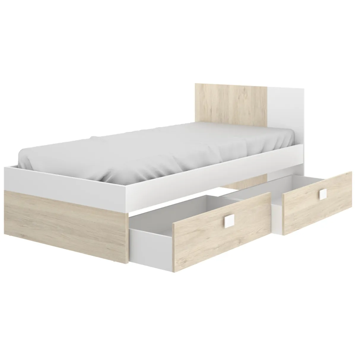 Composizioni Camera Da Letto > Dmora Set Camera da Letto Bianco Marrone Rovere Appendiabiti 6 Cassetti, 6 Ripiani - Redwood Marrone Rovere, Bianco