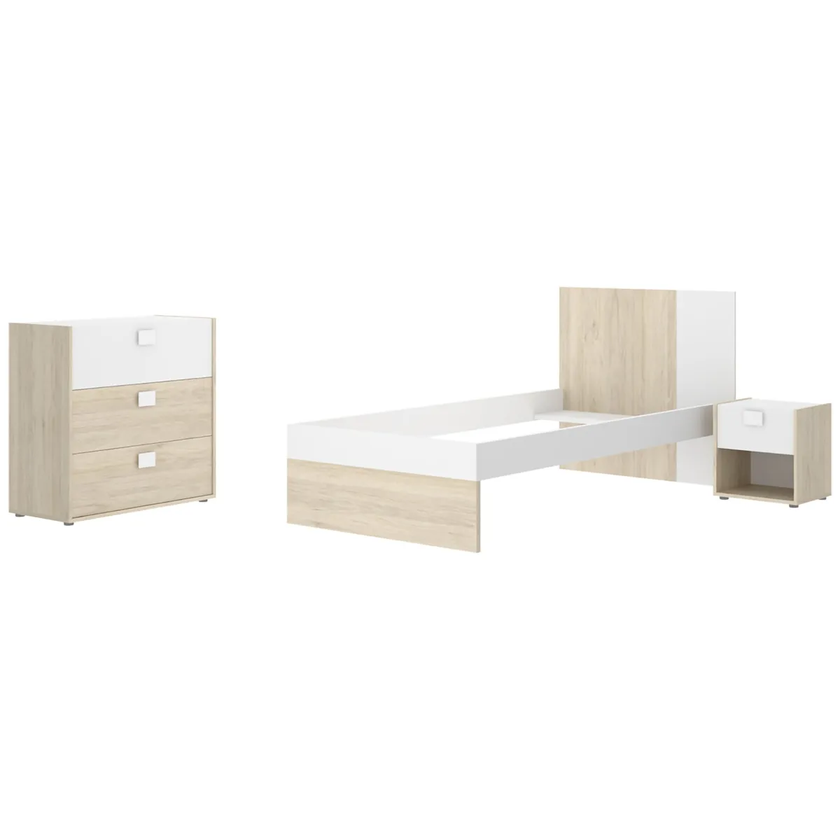 Composizioni Camera Da Letto > Dmora Set Camera da Letto Marrone Rovere Bianco 4 Cassetti 2 Ripiani, Ante - Oakhurst Bianco, Marrone Rovere