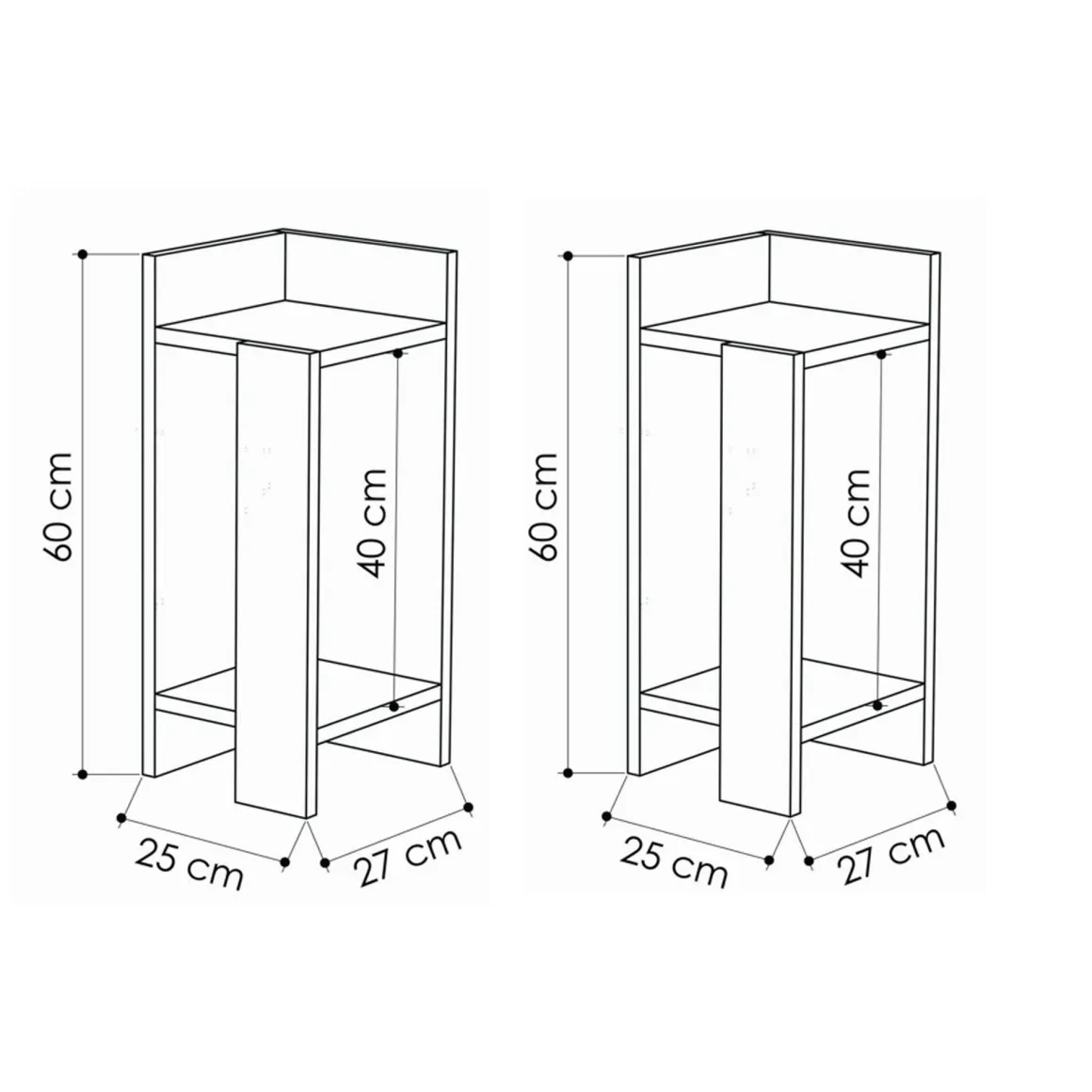 Set Comodini Marrone Quercia Nero Antracite 4 Ripiani Colore Ripiano Marrone, Elementi Inclusi 2 Comodini - Tartano