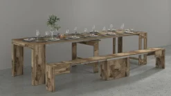Set Tavolo E Sedie|Cucina > Dmora Set consolle allungabile 12 posti e 1 panca allungabile ardesia - Badesi Grigio Ardesia